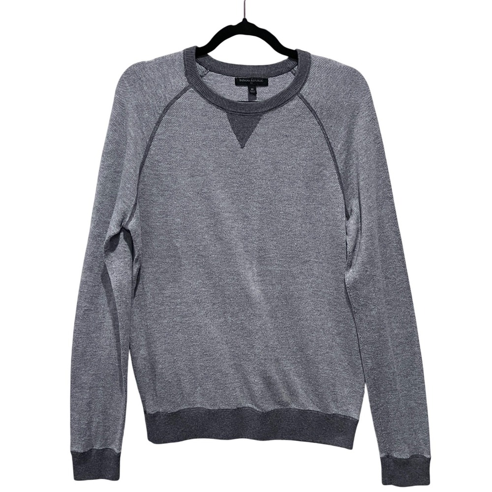 Banana Republic Mens Gray Textured Crewneck‎ Raglan Sleeve Sweater Size M